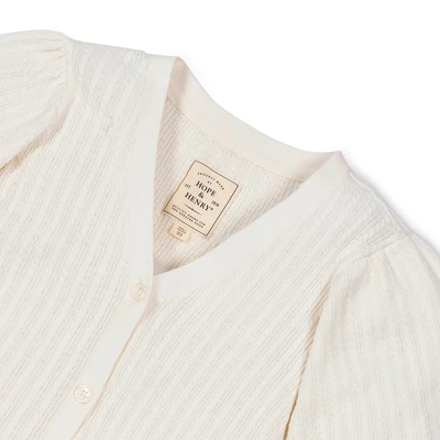 Hope & Henry Womens' Puff Sleeve Button Front Sweater 4 Hope & Henry Womens' Puff Sleeve Button Front Sweater - Image 4