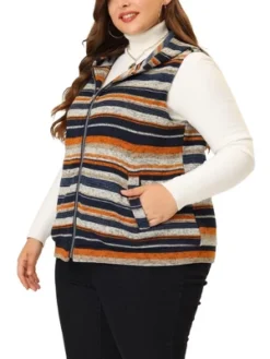 Agnes Orinda Plus Size Jacket For Women Pullover Zip Up Stripe Printed Sleeveless Knit Boho Vest Hoodie 9 Agnes Orinda Plus Size Jacket For Women Pullover Zip Up Stripe Printed Sleeveless Knit Boho Vest Hoodie -Avenue Sale Store GUEST 044f2835 900b 43f8 9c10 897da91b0b99