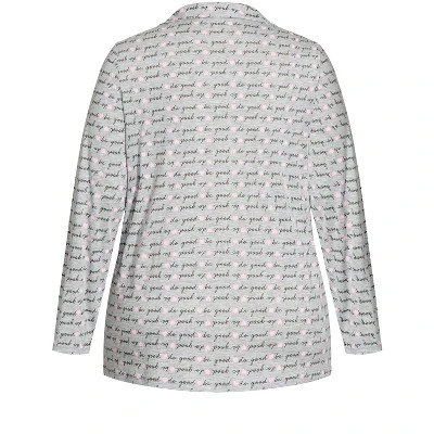 Women's Plus Size Button Through Sleep Top - Gray | AVENUE 5 Women's Plus Size Button Through Sleep Top - Gray | AVENUE - Image 5