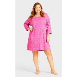 Women's Plus Size 3/4 Sleeve Sleep Shirt - Pink Sleep | AVENUE 7 Women's Plus Size 3/4 Sleeve Sleep Shirt - Pink Sleep | AVENUE -Avenue Sale Store GUEST 07ca6c3c 50fe 456a 9d89 9c063647a1ce