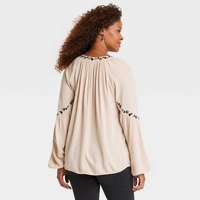 Women's Balloon Sleeve Embroidered Blouse - Knox Rose™ 1 Women's Balloon Sleeve Embroidered Blouse - Knox Rose™