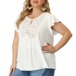 Agnes Orinda Women's Plus Size Blouse Ruffle Sleeve Lace Trim Tie Neck Peasant Top 11 Agnes Orinda Women's Plus Size Blouse Ruffle Sleeve Lace Trim Tie Neck Peasant Top -Avenue Sale Store GUEST 0a8eabfa 93d9 4144 b074 b1a138127b53