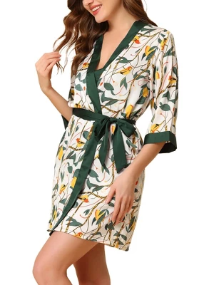 Cheibear Womens Satin Floral Lounge Cami Nightgown Sleepwear 4pcs Pajama Sets 1 Cheibear Womens Satin Floral Lounge Cami Nightgown Sleepwear 4pcs Pajama Sets