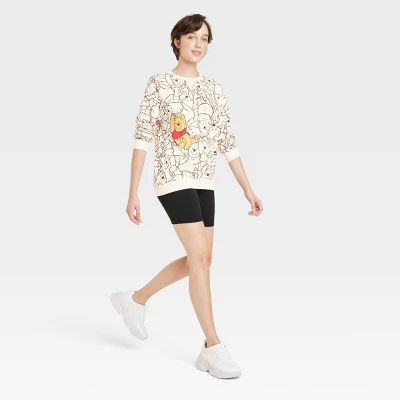 Women's Winnie The Pooh AOP Cozy Graphic Sweatshirt - Tan 2 Women's Winnie The Pooh AOP Cozy Graphic Sweatshirt - Tan - Image 2