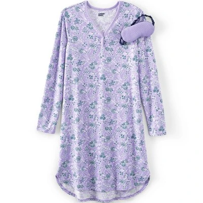 Lands' End Women's Cozy Gown Sleep Set - Shirt Gown And Mask 4 Lands' End Women's Cozy Gown Sleep Set - Shirt Gown And Mask - Image 4