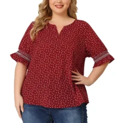 Agnes Orinda Women's Plus Size Pin Dots Smocked Floral Boho Blouses -Avenue Sale Store GUEST 0b99fb37 77c3 48ea 970c 8f7e3a0bc6cc