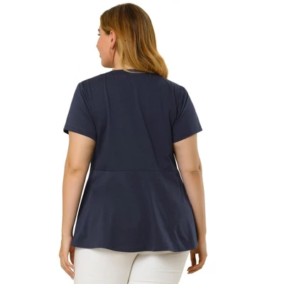 Agnes Orinda Women's Plus Size Pintuck Half Placket Button Front Peplum Blouses 4 Agnes Orinda Women's Plus Size Pintuck Half Placket Button Front Peplum Blouses - Image 4