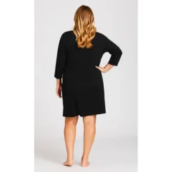 Women's Plus Size Winter Sleep Shirt - Black | AVENUE