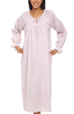 Women's Cotton Victorian Poet's Nightgown With Pockets, Juliet Long Sleeve Lace Trim Front Tie Long Vintage Night Dress Gown 8 Women's Cotton Victorian Poet's Nightgown With Pockets, Juliet Long Sleeve Lace Trim Front Tie Long Vintage Night Dress Gown - Image 8