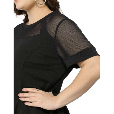 Agnes Orinda Women's Plus Size Round Neck Lace Swing Yoke Top 5 Agnes Orinda Women's Plus Size Round Neck Lace Swing Yoke Top - Image 5