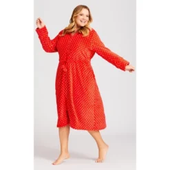 Women's Plus Size Zip Spot Robe - Red | AVENUE 18 Women's Plus Size Zip Spot Robe - Red | AVENUE -Avenue Sale Store GUEST 114dc3ea 7767 4672 8886 f8599510646d