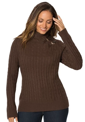 Jessica London Women’s Plus Size Buckle-Trim Turtleneck 3 Jessica London Women’s Plus Size Buckle-Trim Turtleneck - Image 3