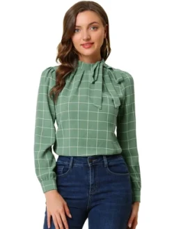 Allegra K Women's Bow Tie Neck Grid Checks Office Work Blouses 20 Allegra K Women's Bow Tie Neck Grid Checks Office Work Blouses -Avenue Sale Store GUEST 122b8905 2156 4061 b635 1b645d11753f