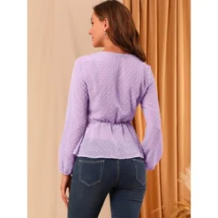 Allegra K Women's Swiss Dots Blouse V Neck Long Sleeve Tie Waist Peplum Shirt 11 Allegra K Women's Swiss Dots Blouse V Neck Long Sleeve Tie Waist Peplum Shirt -Avenue Sale Store GUEST 12eaab84 4559 4e19 b829 cd6e6457b38e