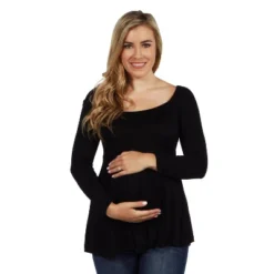 24seven Comfort Apparel Wide Neck Pleated Maternity Long Sleeve Tunic Top -Avenue Sale Store GUEST 12fa97c2 f725 40df a8d8 6c124a90d78d