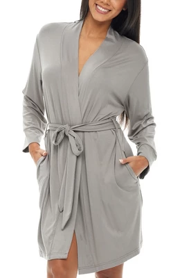 Women's Classic Soft Knit Short Lounge Robe With Pockets 9 Women's Classic Soft Knit Short Lounge Robe With Pockets - Image 9