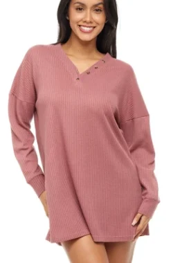 Women's Soft Ribbed Waffle Rib Knit Oversized Sleep Shirt, V-neck Night Shirt Sweater Top 20 Women's Soft Ribbed Waffle Rib Knit Oversized Sleep Shirt, V-neck Night Shirt Sweater Top -Avenue Sale Store GUEST 14a40b69 de00 43b4 b55e 470461dbb207