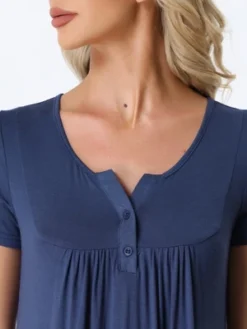 Cheibear Women's Sleepwear Soft Button With Pockets Short Sleeve Lounge Nightgown -Avenue Sale Store GUEST 14e09cae 30d8 4bca b926 c5712aef7473