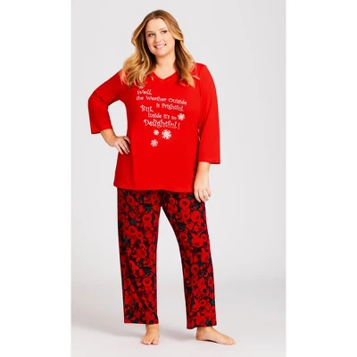 Women's Plus Size Slogan Sleep Top - Red | AVENUE 1 Women's Plus Size Slogan Sleep Top - Red | AVENUE