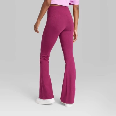 Women's High-Waisted Slim Fit Flare Leggings - Wild Fable™ Burgundy 2 Women's High-Waisted Slim Fit Flare Leggings - Wild Fable™ Burgundy - Image 2