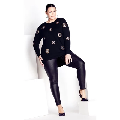 Women's Plus Size Sequinela Jumper - Black | EVANS 8 Women's Plus Size Sequinela Jumper - Black | EVANS - Image 8