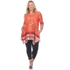 Women's Plus Size Victorian Print Tunic Top With Pockets - White Mark -Avenue Sale Store GUEST 1a29cdd4 b69f 407e 89bb ccbdca58ca68