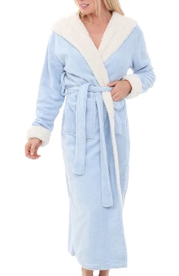 Women's Warm Winter Robe, Plush Fleece Full Length Long Hooded Bathrobe 5 Women's Warm Winter Robe, Plush Fleece Full Length Long Hooded Bathrobe - Image 5