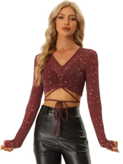 Allegra K Party Tops For Women's Long Sleeve Mesh Sheer Self-tie Shimmer Blouse 11 Allegra K Party Tops For Women's Long Sleeve Mesh Sheer Self-tie Shimmer Blouse -Avenue Sale Store GUEST 1b08738f a544 41e0 ad35 c3e06cc62707