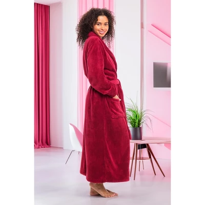 Women's Warm Fleece Winter Robe, Long Soft Plush Bathrobe 2 Women's Warm Fleece Winter Robe, Long Soft Plush Bathrobe - Image 2