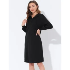 Cheibear Womens Sleepwear Pajama Dress With Pockets Lounge Nightshirt Hoodies Nightgown