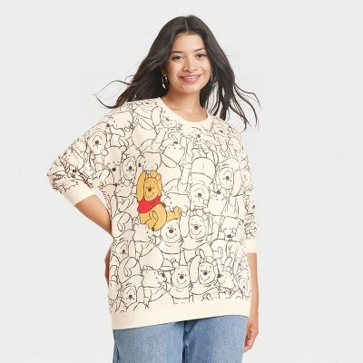 Women's Winnie The Pooh AOP Cozy Graphic Sweatshirt - Tan 4 Women's Winnie The Pooh AOP Cozy Graphic Sweatshirt - Tan - Image 4