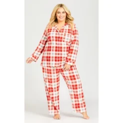 Women's Plus Size Check Fleece Sleep Pant - Red Check | AVENUE -Avenue Sale Store GUEST 1dac6d5c 8d3e 45cb 9ece e511998091a4