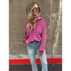 Women's Ascot + Hart Collared Striped Long Sleeve Graphic T-Shirt 8 Women's Ascot + Hart Collared Striped Long Sleeve Graphic T-Shirt -Avenue Sale Store GUEST 1e6b7330 adb9 4821 9c4c d7dc6dab9688