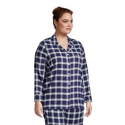 Lands' End Women's Long Sleeve Print Flannel Pajama Top 2 Lands' End Women's Long Sleeve Print Flannel Pajama Top - Image 2