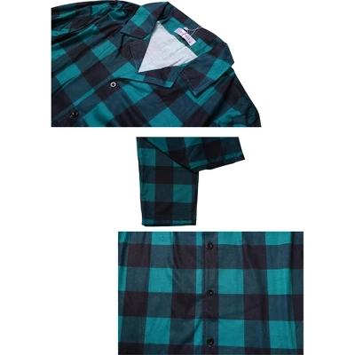 Cheibear Christmas Plaid Long Sleeve Tee With Pants Loungewear Family Pajama Sets 3 Cheibear Christmas Plaid Long Sleeve Tee With Pants Loungewear Family Pajama Sets - Image 3