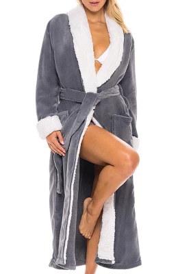 Women's Warm Winter Robe, Plush Fleece Full Length Long Bathrobe 5 Women's Warm Winter Robe, Plush Fleece Full Length Long Bathrobe - Image 5