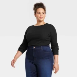 Women's 2pk Long Sleeve Shrunken Rib T-Shirt - Universal Thread™ White/Black -Avenue Sale Store GUEST 23fe0b56 37b7 43c9 944d f387bbc03f9b