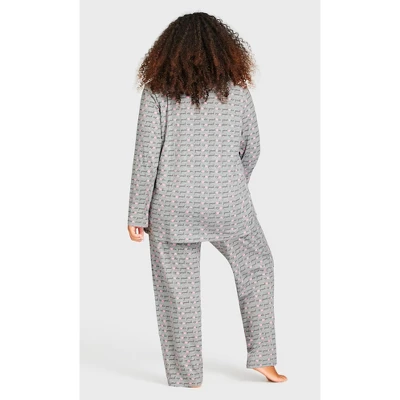 Women's Plus Size Button Through Sleep Top - Gray | AVENUE 3 Women's Plus Size Button Through Sleep Top - Gray | AVENUE - Image 3