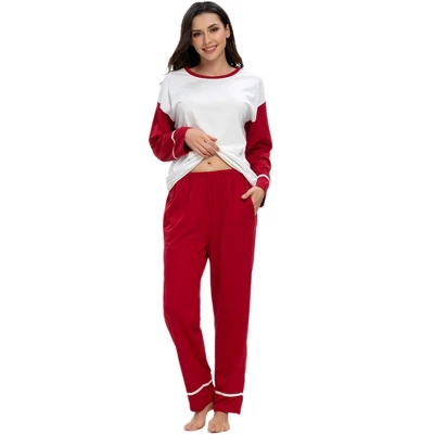 Cheibear Womens Sleepwear Round Neck Nightwear With Pants Pajama Lounge Set 7 Cheibear Womens Sleepwear Round Neck Nightwear With Pants Pajama Lounge Set - Image 7