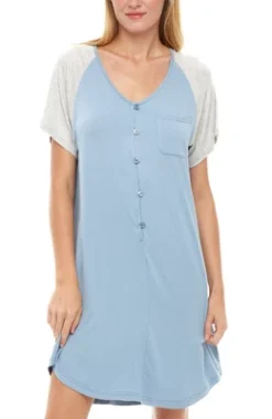 Womens Soft Knit Short Sleeve Nightgown, Button Down Night Shirt Pajamas -Avenue Sale Store GUEST 251e2aec d706 434d 90d9 4c2542eca2b4