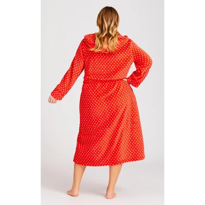 Women's Plus Size Zip Spot Robe - Red | AVENUE 1 Women's Plus Size Zip Spot Robe - Red | AVENUE