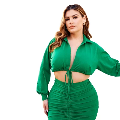 Rebdolls Women's Tie Front Blouse 2 Rebdolls Women's Tie Front Blouse - Image 2