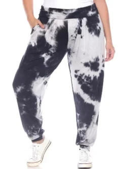 Women's Plus Size Tie Dye Harem Pants - White Mark
