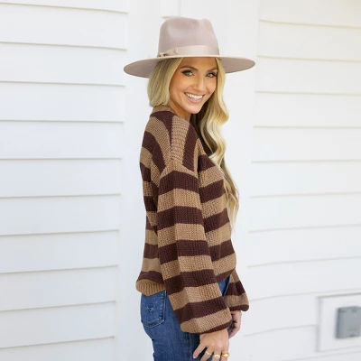 Women's Classic Cozy Striped Rib Sweater - Cupshe 2 Women's Classic Cozy Striped Rib Sweater - Cupshe - Image 2