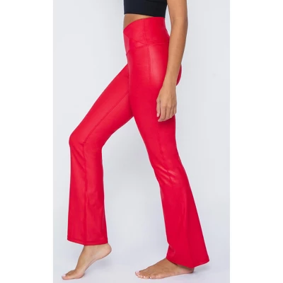 90 Degree By Reflex Interlink High Shine Cire Elastic Free V-Back Flared Leg Yoga Pants 1 90 Degree By Reflex Interlink High Shine Cire Elastic Free V-Back Flared Leg Yoga Pants