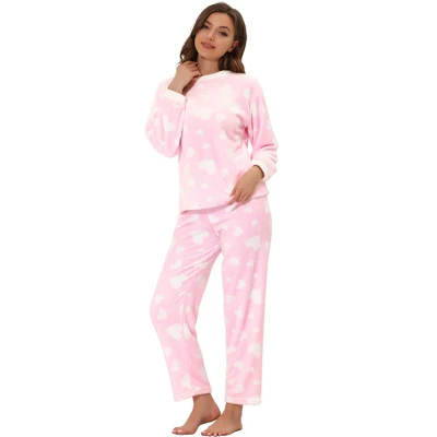 Cheibear Womens Flannel Pajama Sets Winter Cute Printed Long Sleeve Nightwear Lounge Sleepwear 6 Cheibear Womens Flannel Pajama Sets Winter Cute Printed Long Sleeve Nightwear Lounge Sleepwear - Image 6