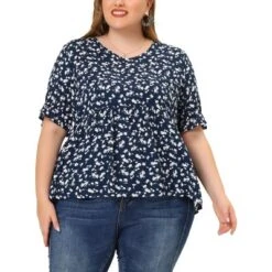 Agnes Orinda Women's Plus Size V Neck Floral Tiered Babydoll Blouses -Avenue Sale Store GUEST 2b0a4a71 22cd 454d bccc f49566b86775