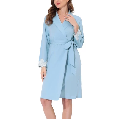Cheibear Womens Robe Knit Lace Trim Lounge Sleepwear Long Sleeve Bathrobe 5 Cheibear Womens Robe Knit Lace Trim Lounge Sleepwear Long Sleeve Bathrobe - Image 5