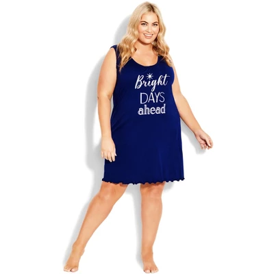 Women's Plus Size Bright Days Chemise - Navy | AVENUE 3 Women's Plus Size Bright Days Chemise - Navy | AVENUE - Image 3