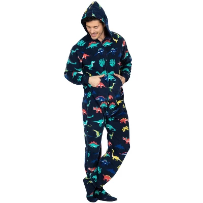 Footed Pajamas - Dinosaur Kingdom Adult Hoodie Fleece Onesie 1 Footed Pajamas - Dinosaur Kingdom Adult Hoodie Fleece Onesie